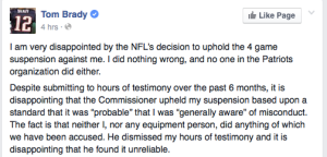 Read the rest of Brady's statement on his Facebook page: Facebook.com/tombrady